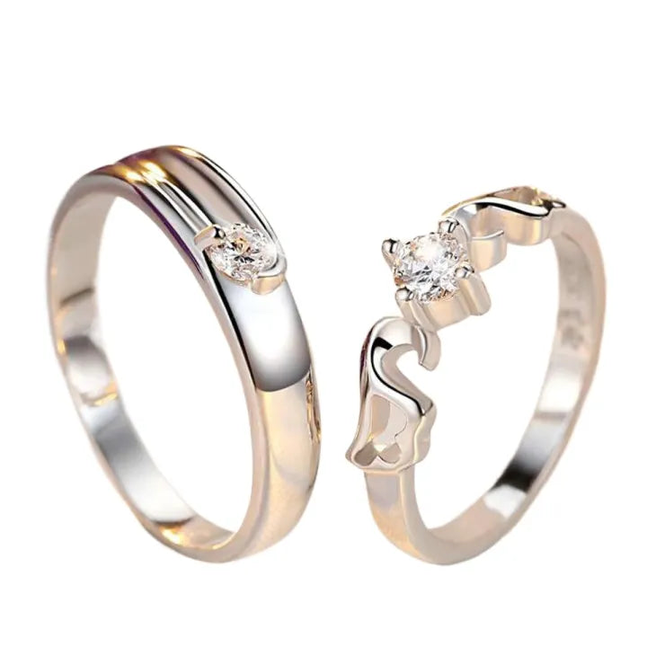 Classic Couple Rings For Men Women CZ Stone Trendy Wedding Lovers' Ring