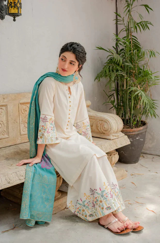 AISLING - 3PC DHANAK EMBROIDERED WITH COUTURE WOOL PRINT BIC-3116