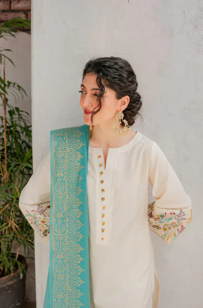 AISLING - 3PC DHANAK EMBROIDERED WITH COUTURE WOOL PRINT BIC-3116