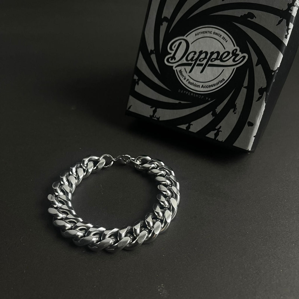 15mm Silver Stainless Steel Curb Link Chain Bracelet For Men