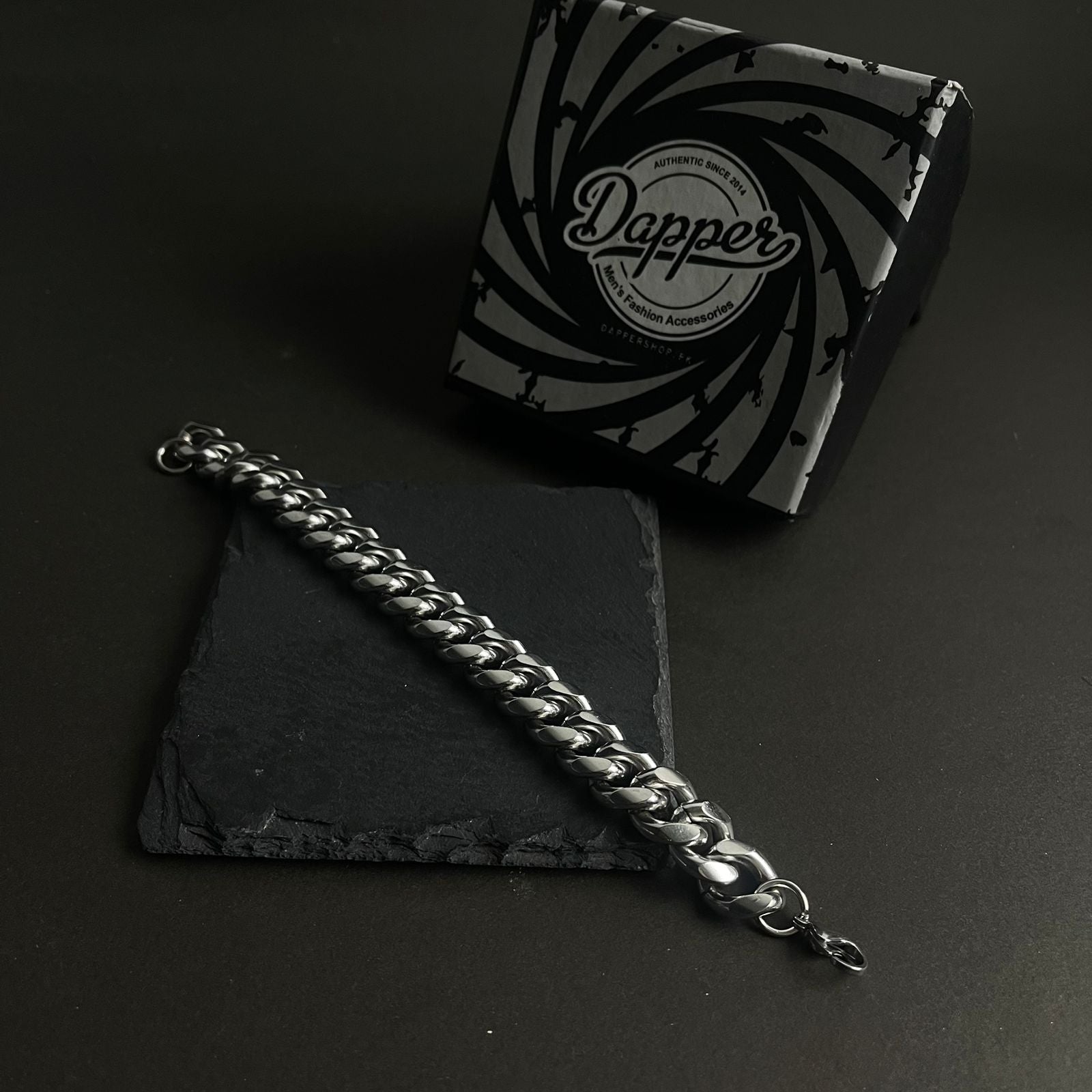 15mm Silver Stainless Steel Curb Link Chain Bracelet For Men