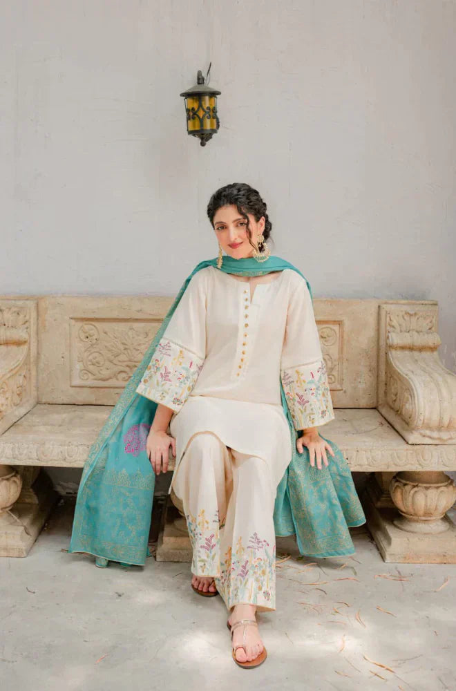 AISLING - 3PC DHANAK EMBROIDERED WITH COUTURE WOOL PRINT BIC-3116