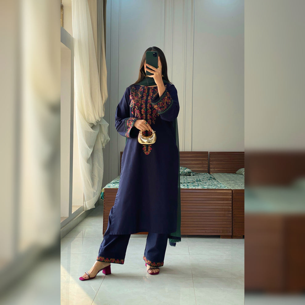 BRANDSINN-3PC DHANAK EMBROIDERED BIC-4076