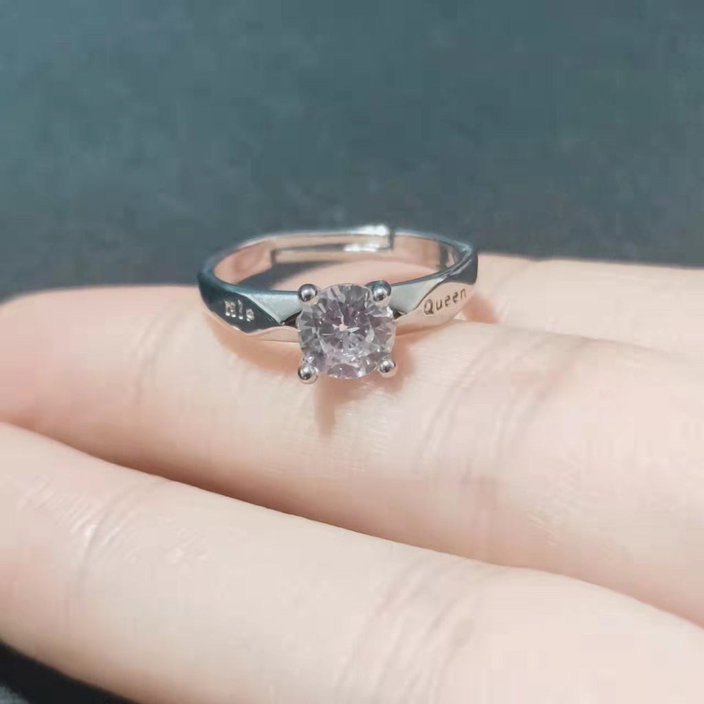 Couple's Ring for Men and Women's Platinum-plated Ring Engraving Her King His Queen