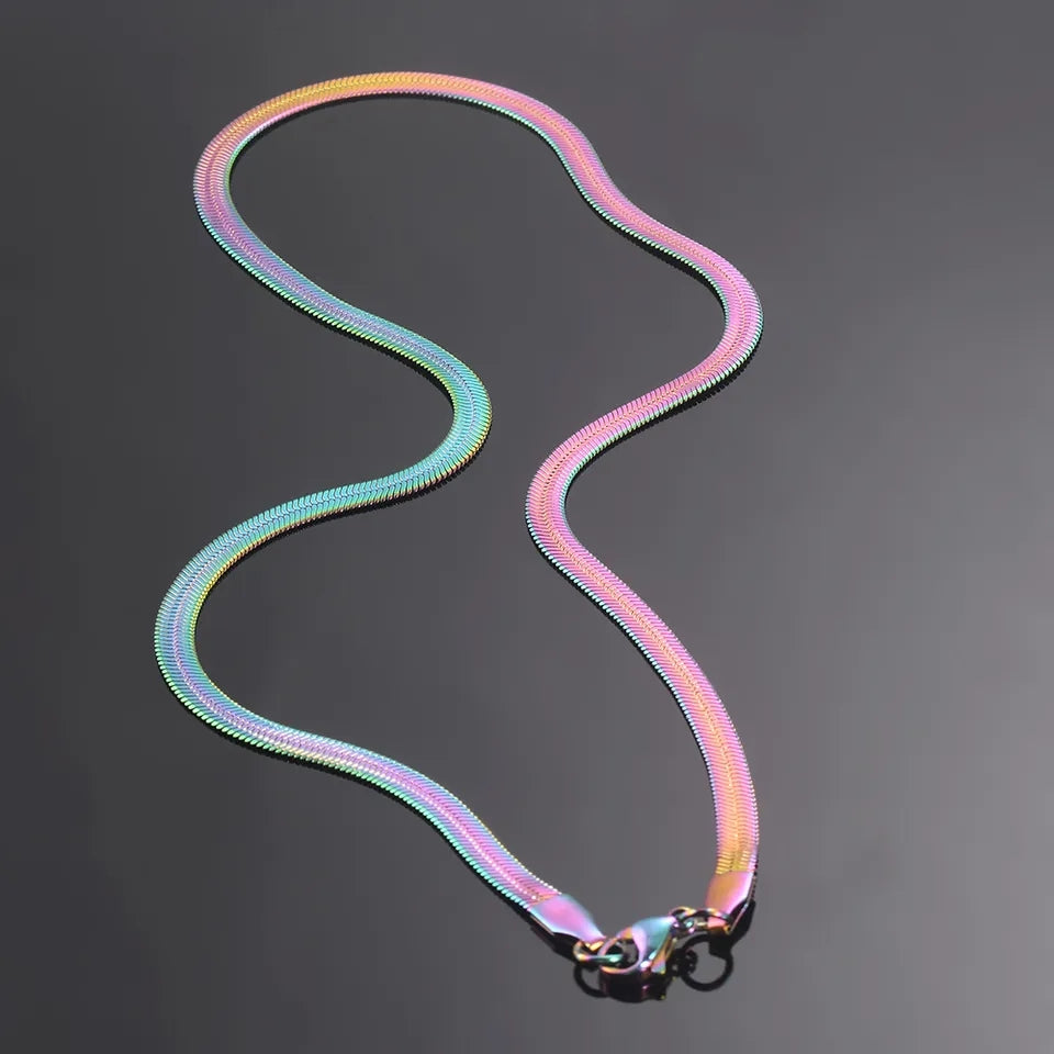 3mm Rainbow Flat Snake Neck Chain