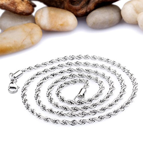 3mm Silver Twisted Rope Neck Chain