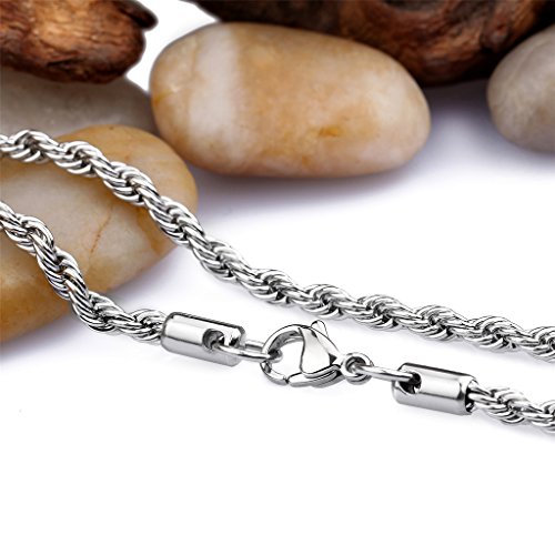 3mm Silver Twisted Rope Neck Chain