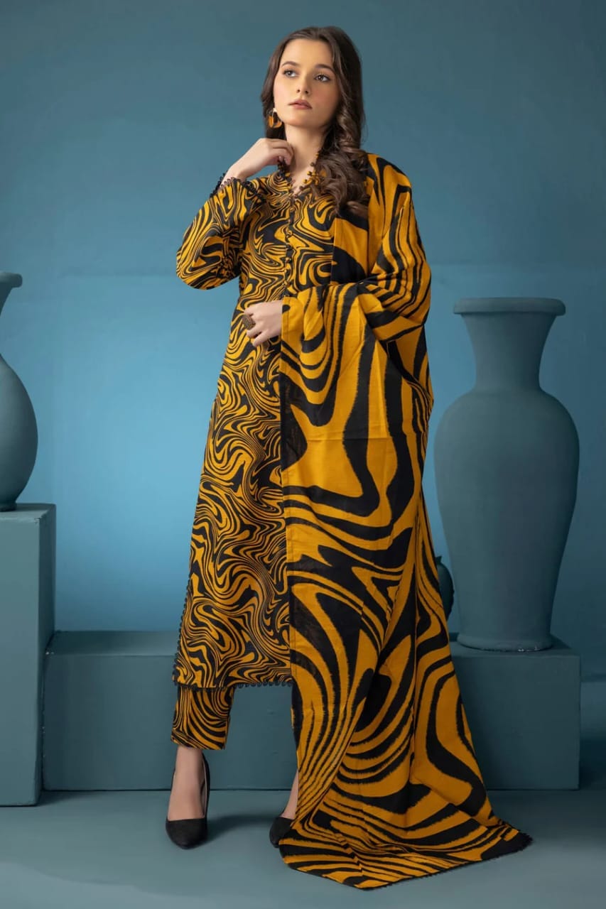 BAROQUE-3PC KHADDAR PRINTED BIC-2617