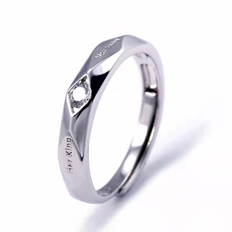Couple's Ring for Men and Women's Platinum-plated Ring Engraving Her King His Queen