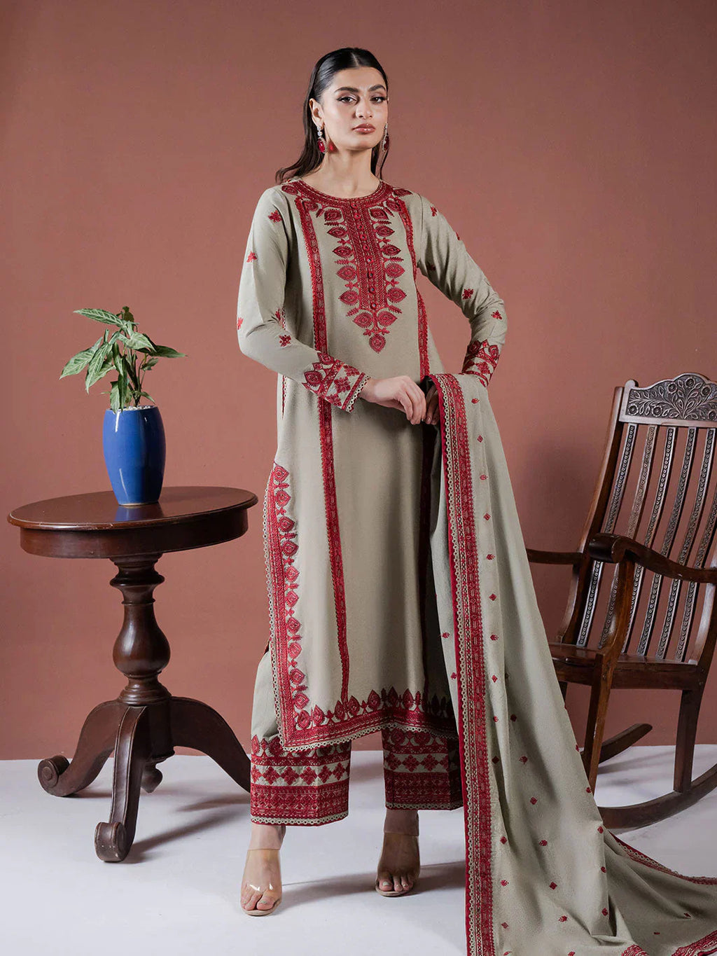 ASIM JOFA-3PC DHANAK EMBROIDERED BIC-4001