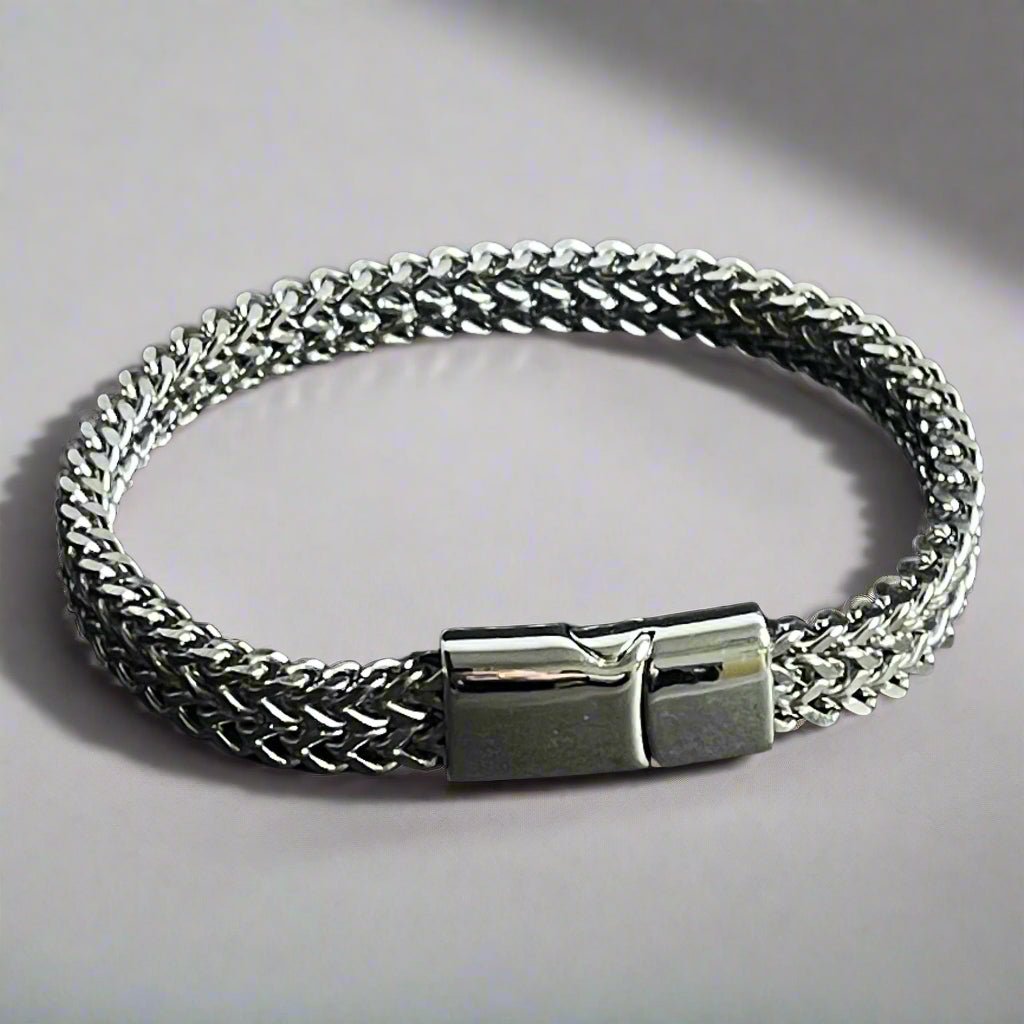 8mm Silver Foxtail Chain Bracelet for Men