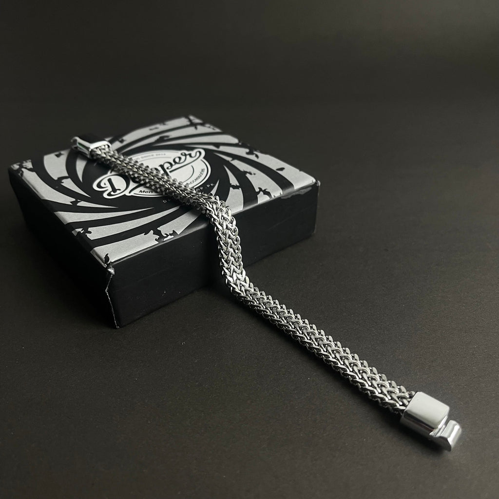 8mm Silver Foxtail Chain Bracelet for Men