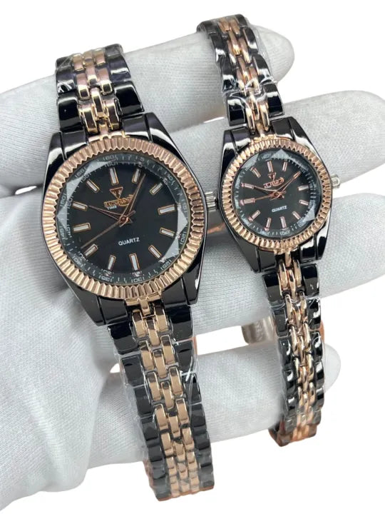 Couple Watches Set for Lovers 2 Pcs Two Tone Quartz Wristwatches for Men And Women