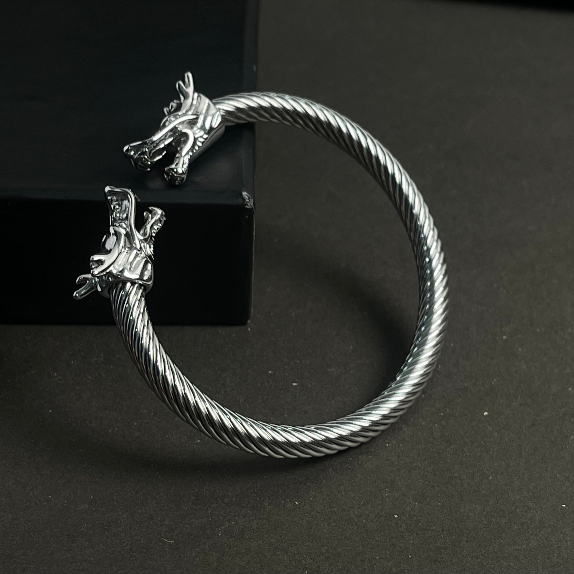 Alpha Dragon Silver Steel Bracelet for Men