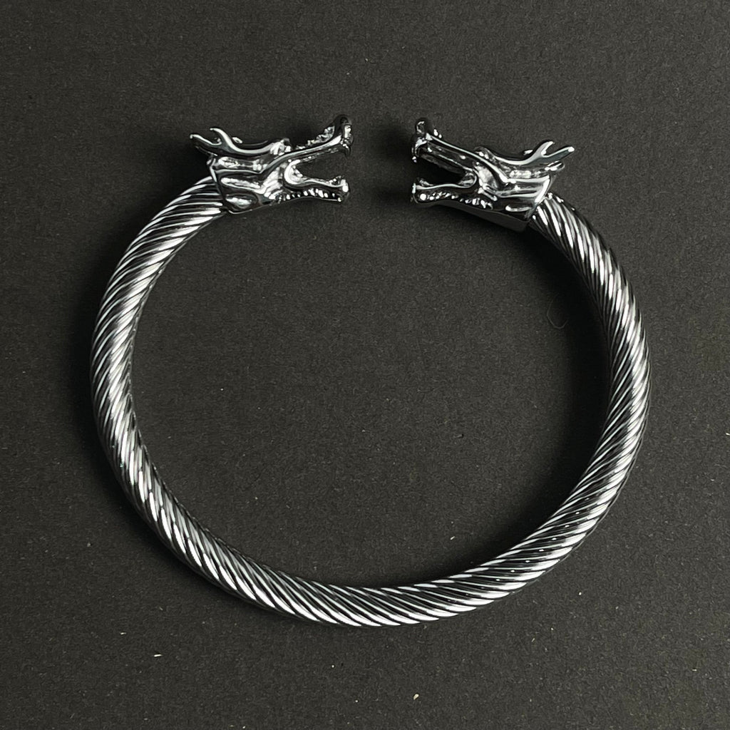 Alpha Dragon Silver Steel Bracelet for Men
