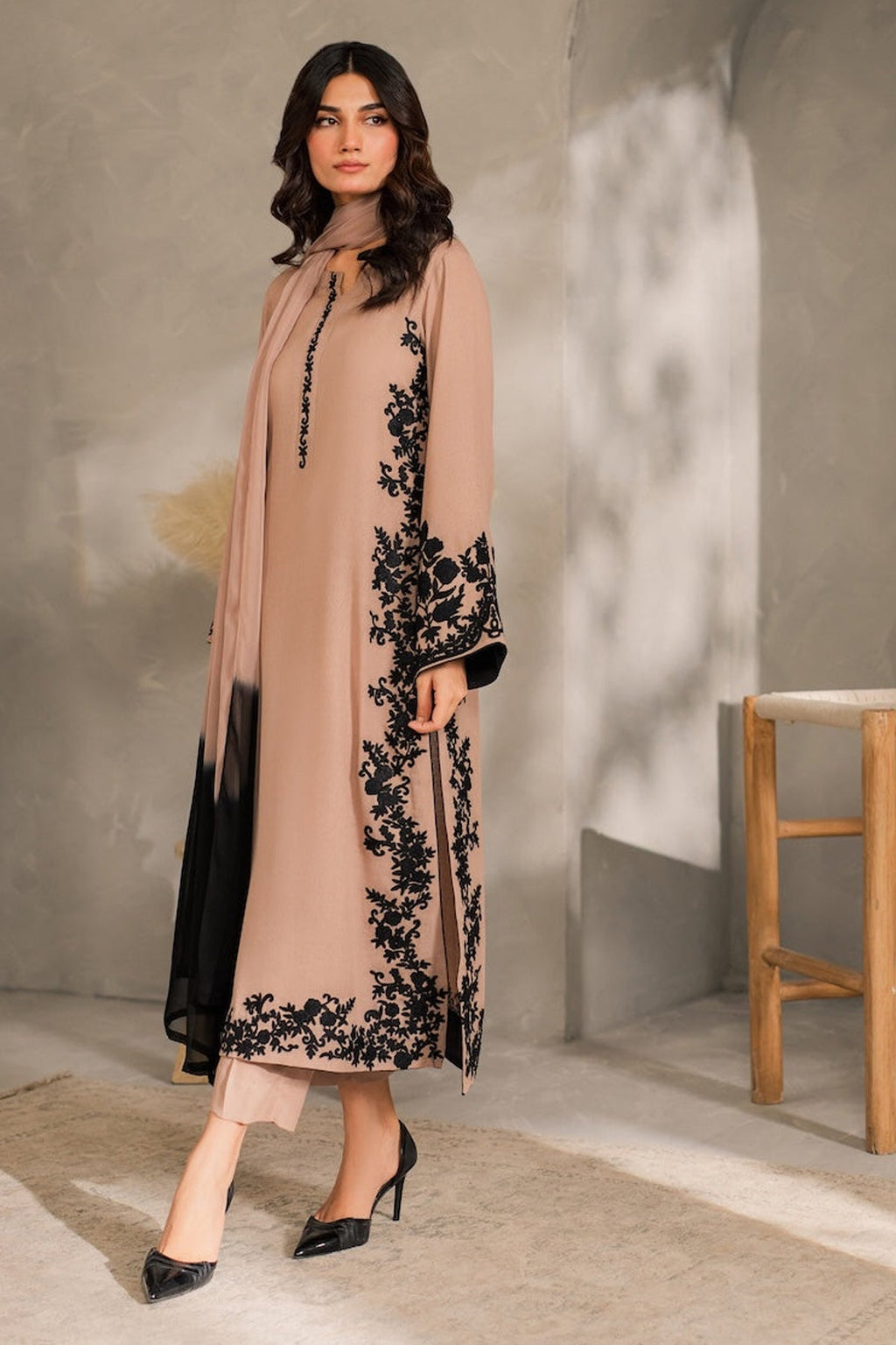 ASIM JOFA-3PC DHANAK EMBROIDERED BIC-4287