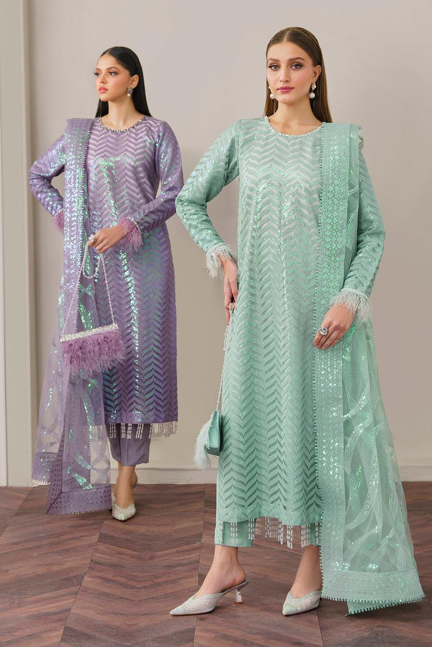 BAROUQE-ORGANZA 3PC SEQUENCE EMBROIDERED BIC-4266