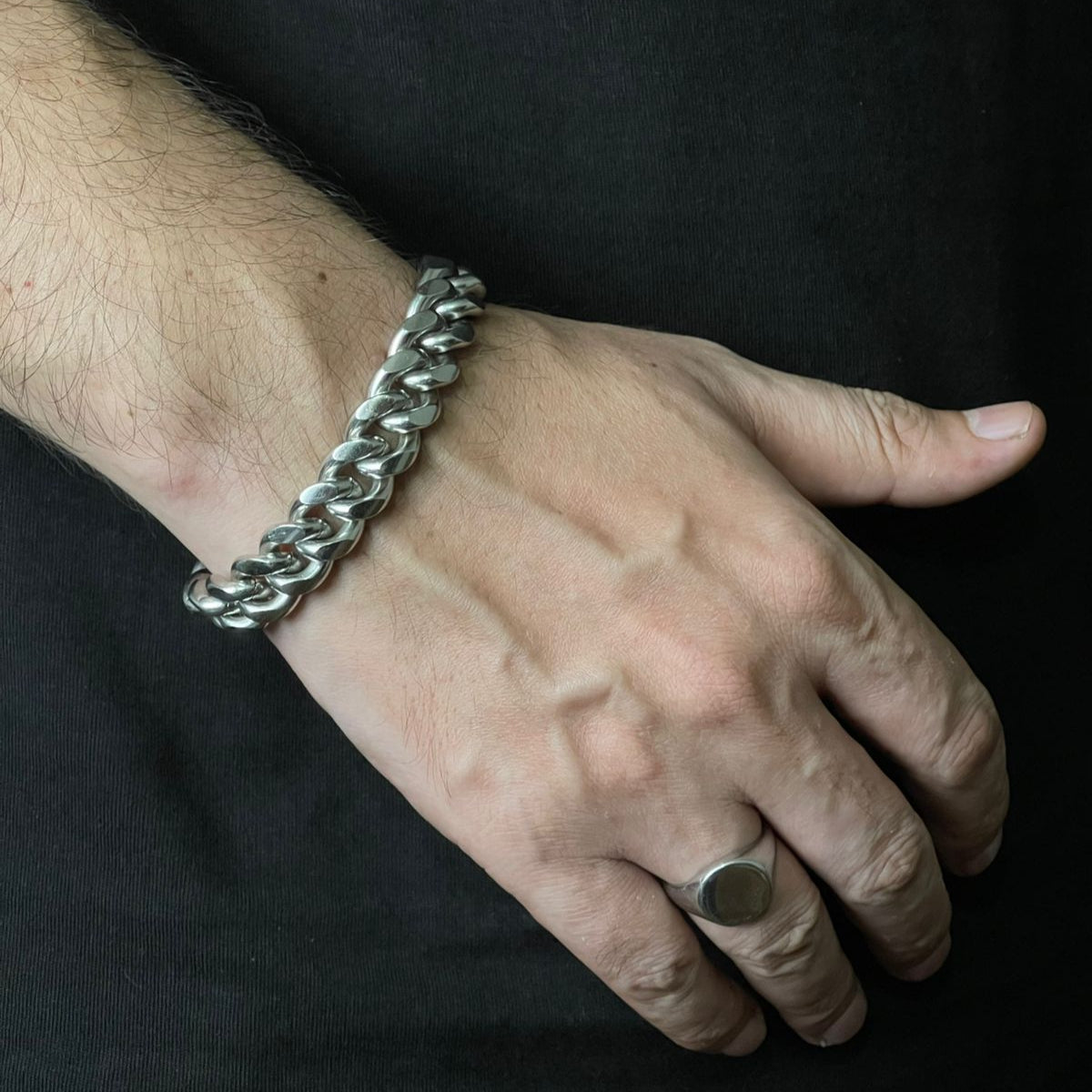 15mm Silver Stainless Steel Curb Link Chain Bracelet For Men