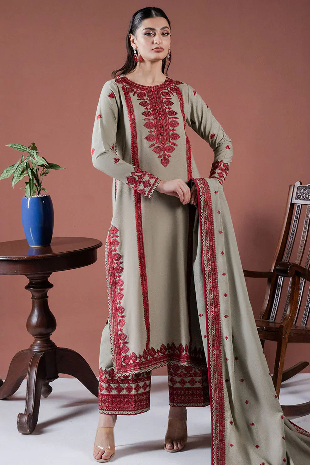 ASIM JOFA-3PC DHANAK EMBROIDERED BIC-4001