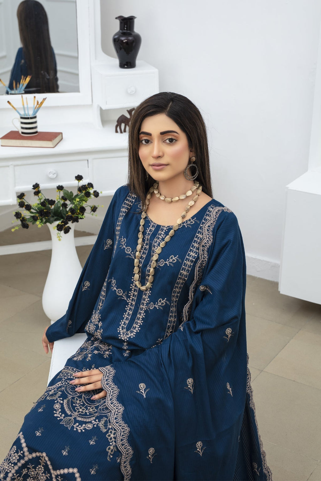 BRANDSINN-3PC DHANAK EMBROIDRED BIC-4234