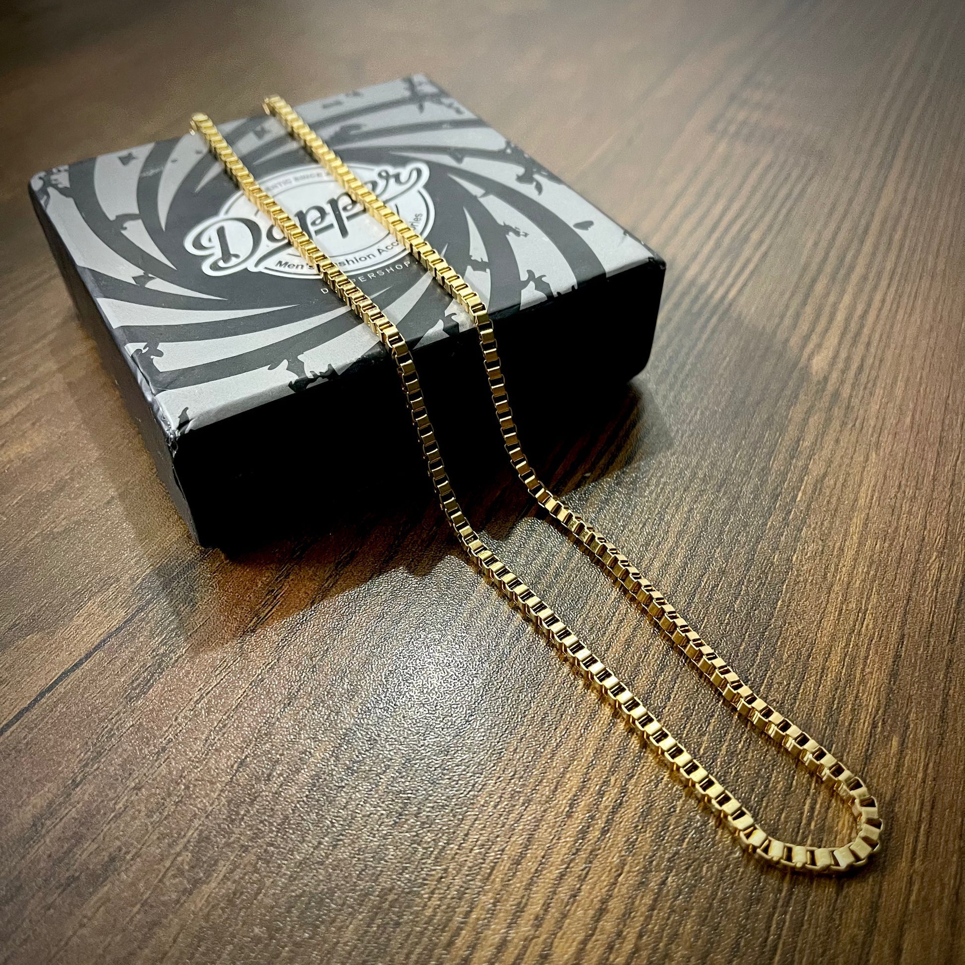 3mm Golden Box Chain Necklace For Men Women