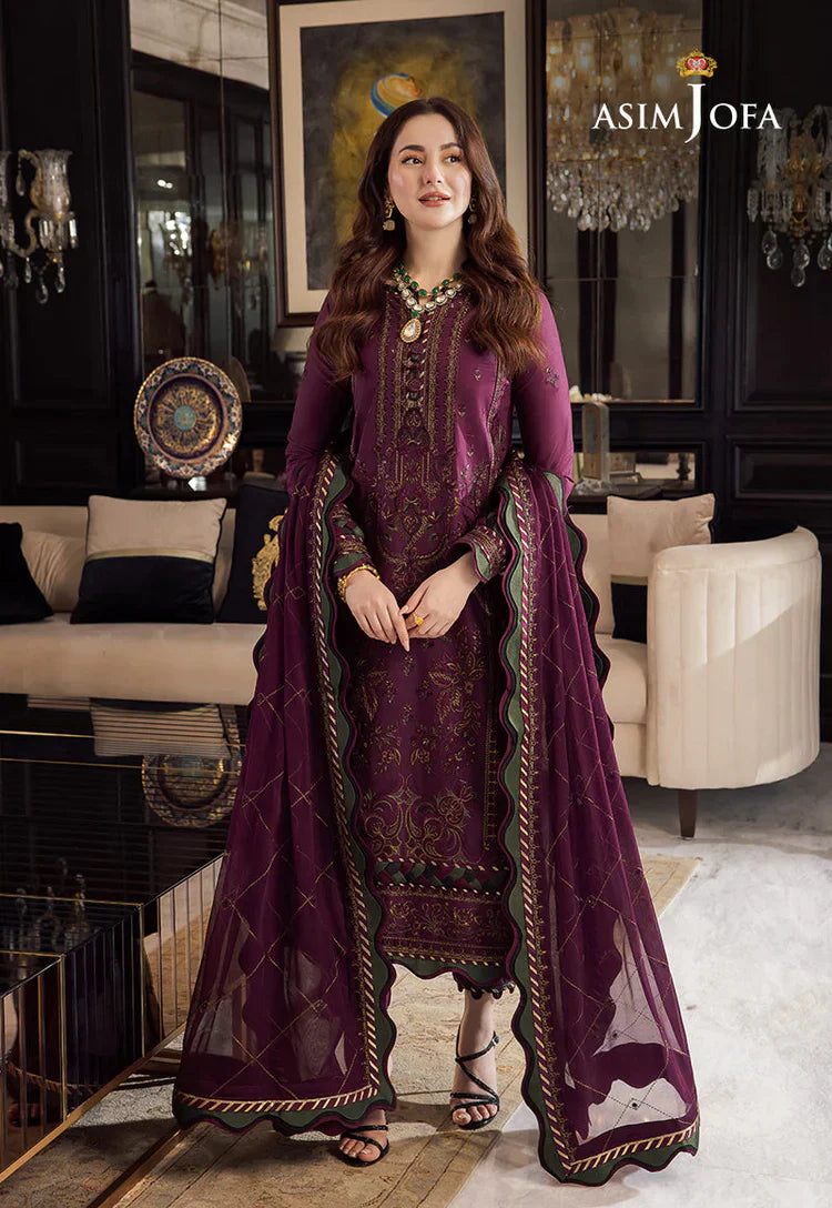 ASIM JOFA-3PC DHANAK EMBROIDERED