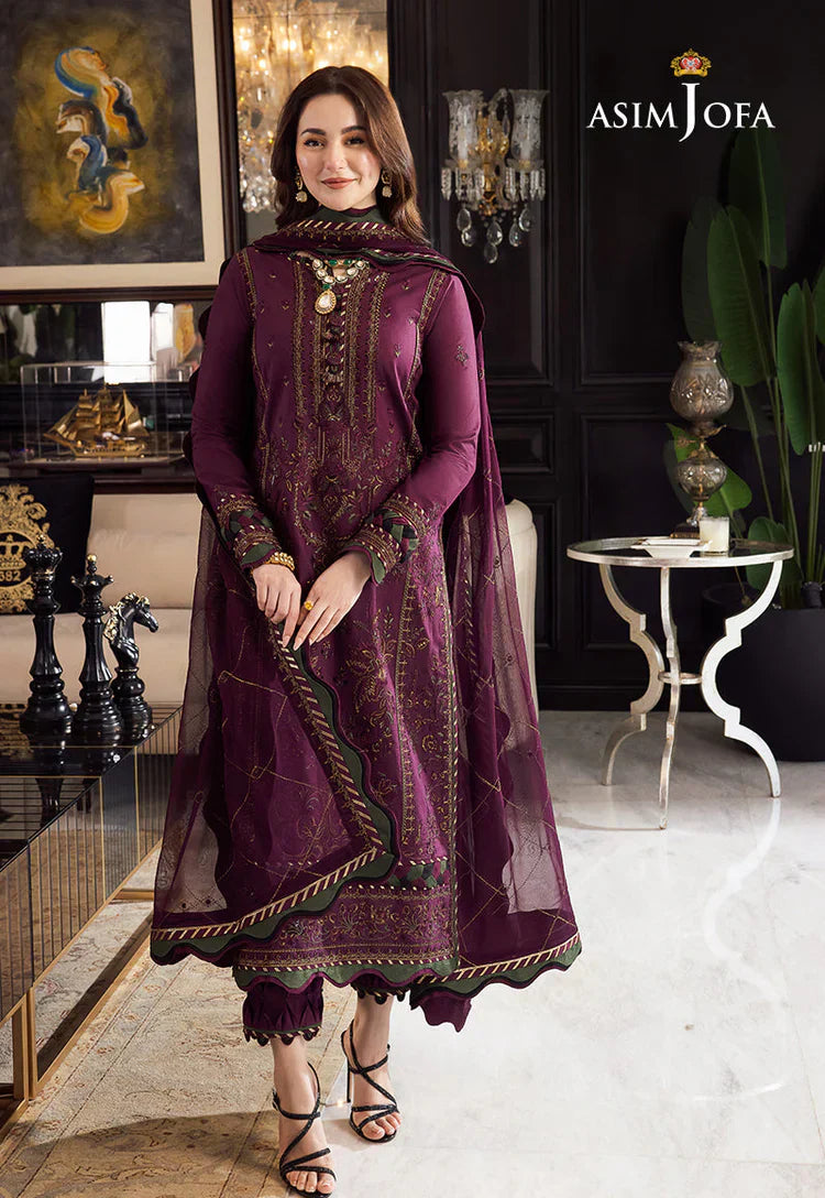ASIM JOFA-3PC DHANAK EMBROIDERED