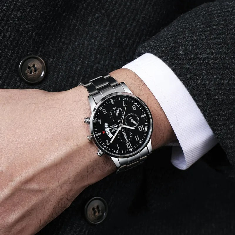 1PC Men's Luxury Watch Fashion Business Calendar Men's Steel Belt Watch Men's
