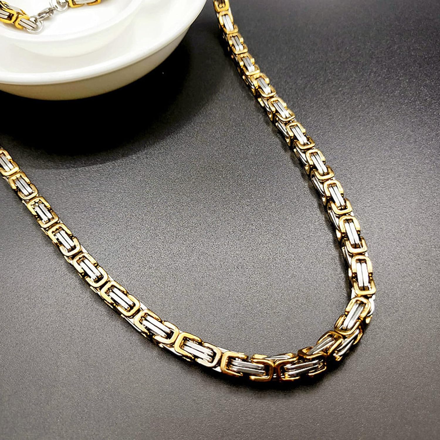 5mm Silver Golden Byzantine Link Neck Chain
