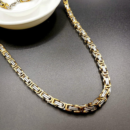 5mm Silver Golden Byzantine Link Neck Chain